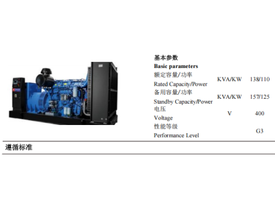 Diesel Genset - ZBYC157GF -50Hz-Datashee