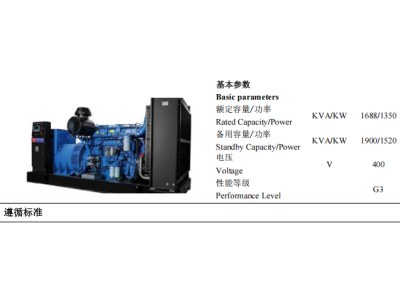 Diesel Genset - ZBYC1900GF -50Hz-Datashe